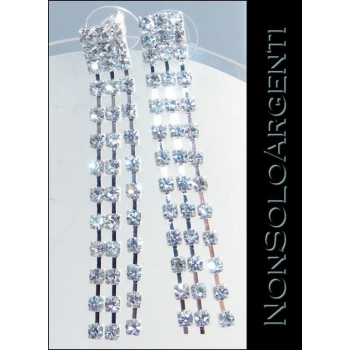 NSA|Bigiotteria : Orecchini colore Argento con tre linee di strass