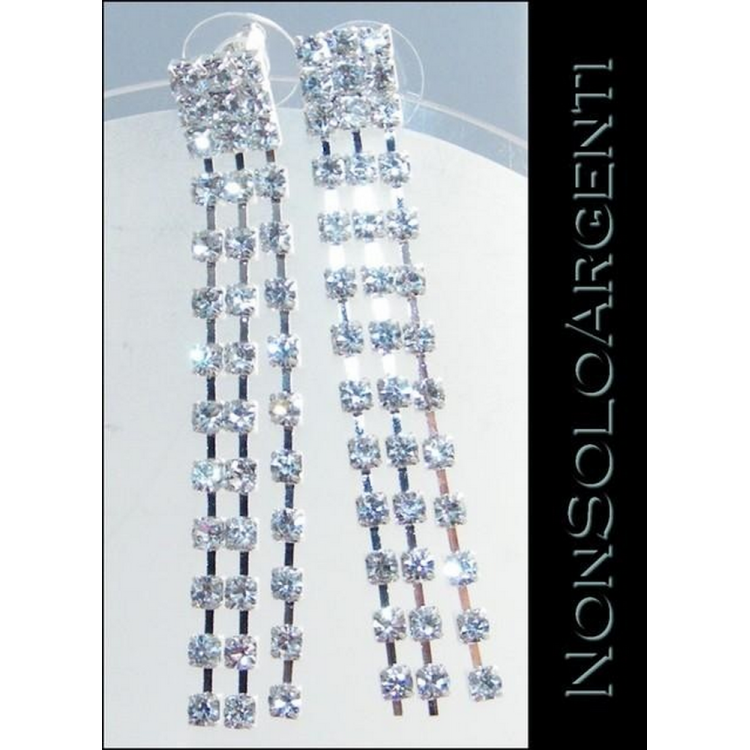 NSA|Bigiotteria : Orecchini colore Argento con tre linee di strass