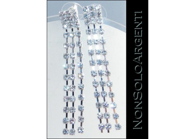 NSA|Bigiotteria : Orecchini colore Argento con tre linee di strass