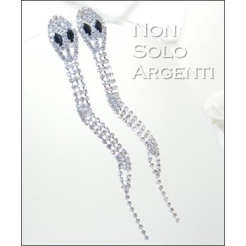 NSA|Orecchini Bigiotteria : Lunghi serpenti argentati occhi navette e pavè di strass + colori