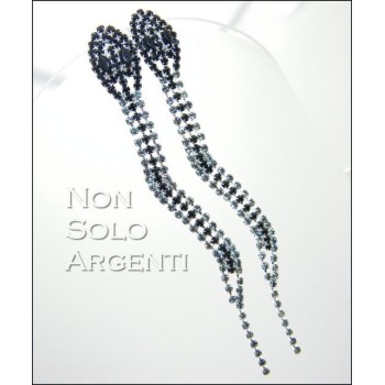 NSA|Orecchini Bigiotteria : Lunghi serpenti argentati occhi navette e pavè di strass + colori