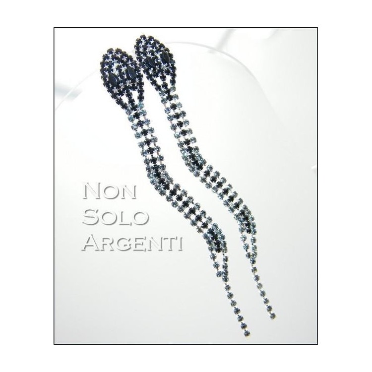 NSA|Orecchini Bigiotteria : Lunghi serpenti argentati occhi navette e pavè di strass + colori