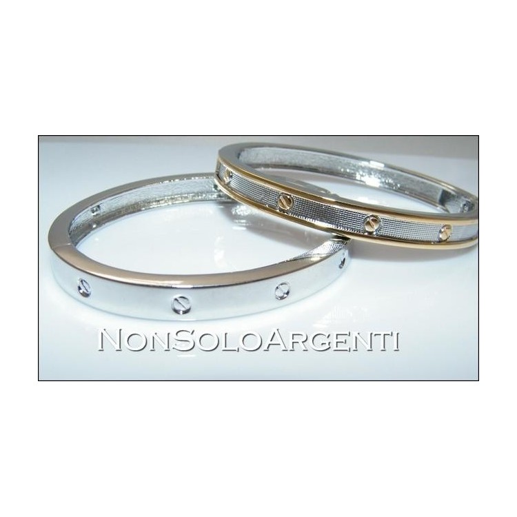 NSA|Bigiotteria : Bracciale Braccialetto a Molla Uomo col Argento e Oro in 2 Varianti