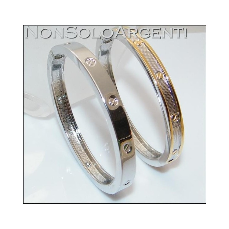 NSA|Bigiotteria : Bracciale Braccialetto a Molla Uomo col Argento e Oro in 2 Varianti