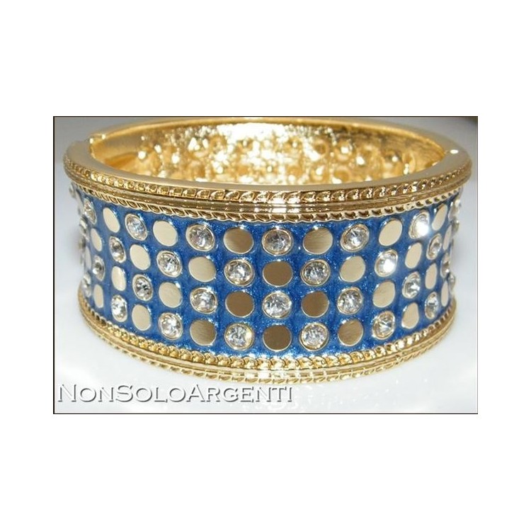 NSA|Bigiotteria : Bracciale Braccialetto a Molla "Roma" base oro con placchette e strass