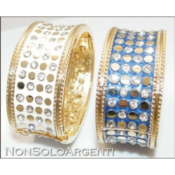 NSA|Bigiotteria : Bracciale Braccialetto a Molla "Roma" base oro con placchette e strass