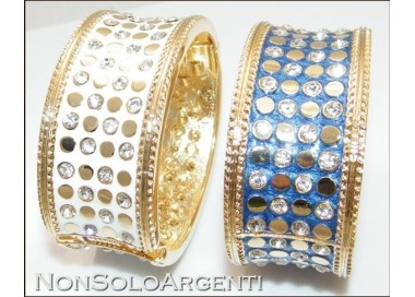 NSA|Bigiotteria : Bracciale Braccialetto a Molla "Roma" base oro con placchette e strass