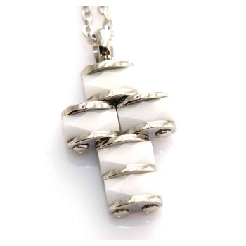 NSA|Hypoallergenic and stainless steel: Exclusive necklace rolo 'cross pendant black or white ceramic