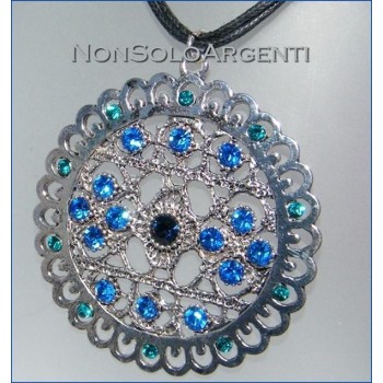 NSA|Bigiotteria : Parure laminata argento scuro strass blu elettrico