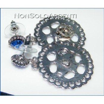 NSA|Bigiotteria : Parure laminata argento scuro strass blu elettrico