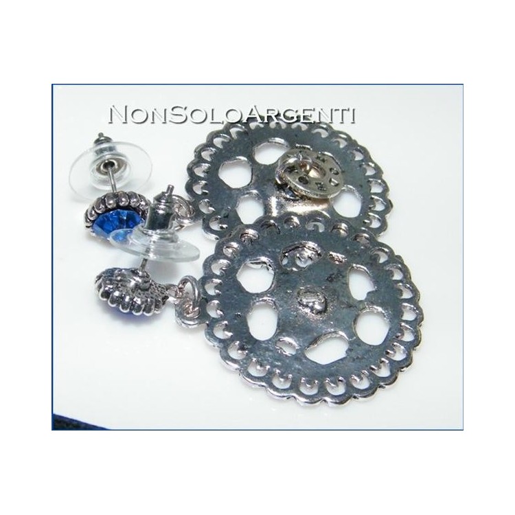 NSA|Bigiotteria : Parure laminata argento scuro strass blu elettrico