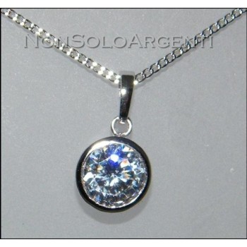 NSA|Bigiotteria : collana uomo o donna ciondolo pendente punto luce zircone Cipollino Lamin ORO BIANCO 18k Gold PLATED