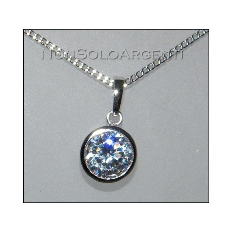 NSA|Bigiotteria : collana uomo o donna ciondolo pendente punto luce zircone Cipollino Lamin ORO BIANCO 18k Gold PLATED