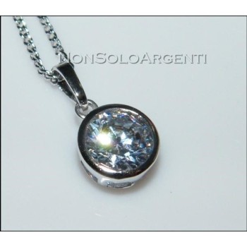 NSA|Bigiotteria : collana uomo o donna ciondolo pendente punto luce zircone Cipollino Lamin ORO BIANCO 18k Gold PLATED