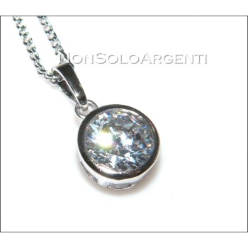 NSA|collana punto luce ciondolo pendente zircone Cipollino rodiato 18kgf