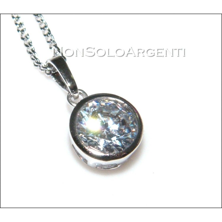 NSA|collana punto luce ciondolo pendente zircone Cipollino rodiato 18kgf