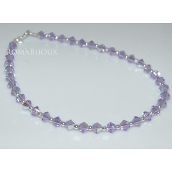 NSA|Bracciale Argento 925 Con Swarovski Bicono VIOLET AB Violetto varie misure