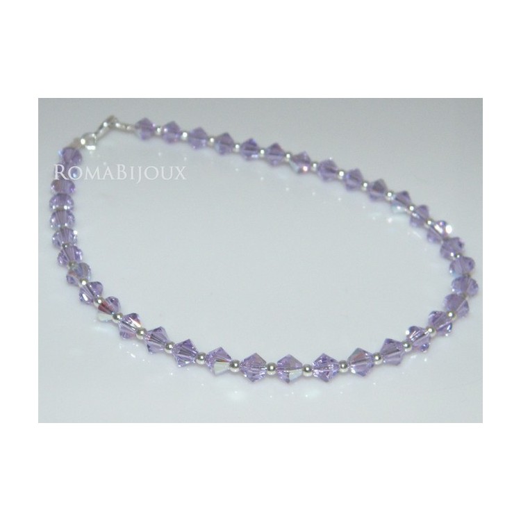 NSA|Bracciale Argento 925 Con Swarovski Bicono VIOLET AB Violetto varie misure