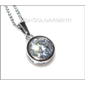NSA|Bigiotteria : collana uomo o donna ciondolo pendente punto luce zircone Cipollino Lamin ORO BIANCO 18k Gold PLATED