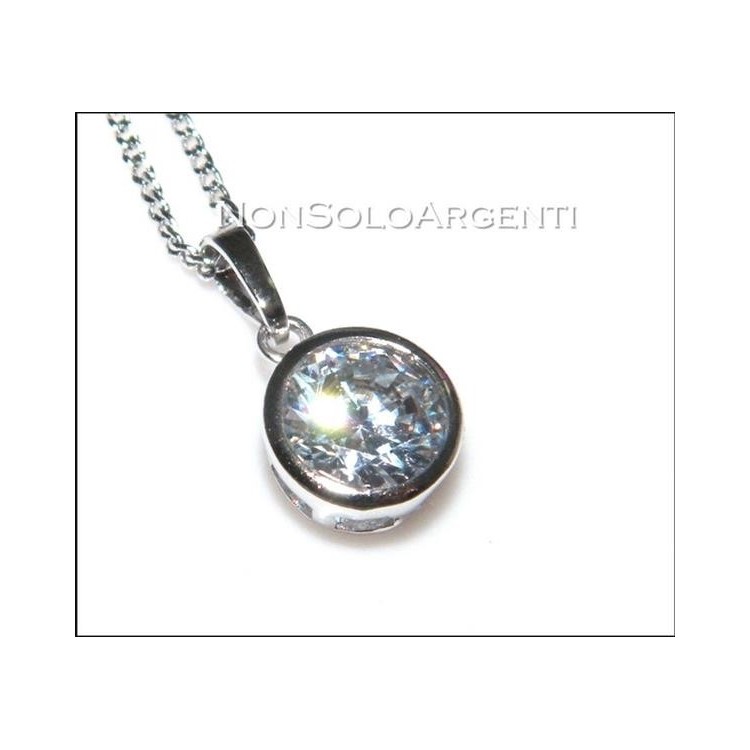 NSA|Bigiotteria : collana uomo o donna ciondolo pendente punto luce zircone Cipollino Lamin ORO BIANCO 18k Gold PLATED