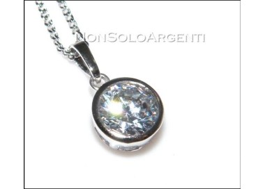NSA|Bigiotteria : collana uomo o donna ciondolo pendente punto luce zircone Cipollino Lamin ORO BIANCO 18k Gold PLATED