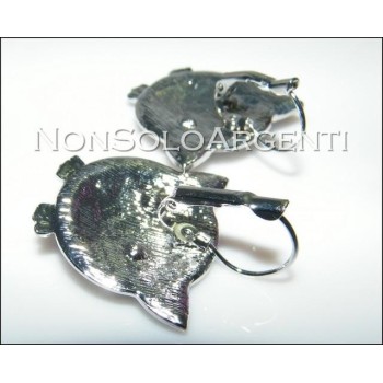 NSA|Bigiotteria : orecchini monachella a clips argento o oro con  gufo pavè di strass