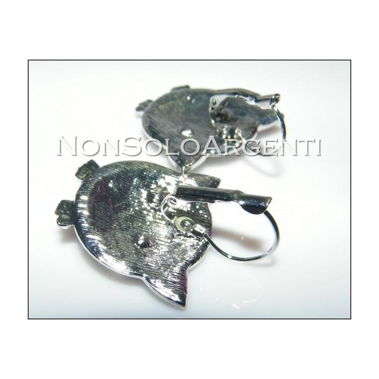 NSA|Bigiotteria : orecchini monachella a clips argento o oro con  gufo pavè di strass