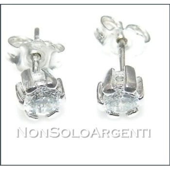 NSA|ORO 750/oo Bianco : Orecchini uomo donna Punto luce con zircone taglio brillante