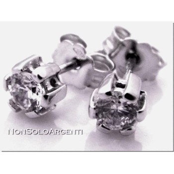 NSA|ORO 750/oo Bianco : Orecchini uomo donna Punto luce con zircone taglio brillante