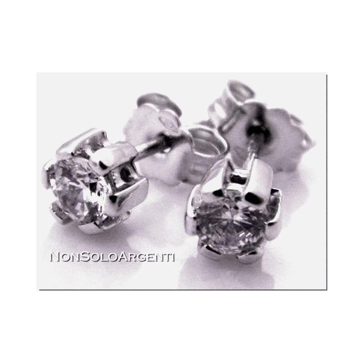 NSA|750/oo White GOLD: Light point earrings with brilliant cut zircon for men and women