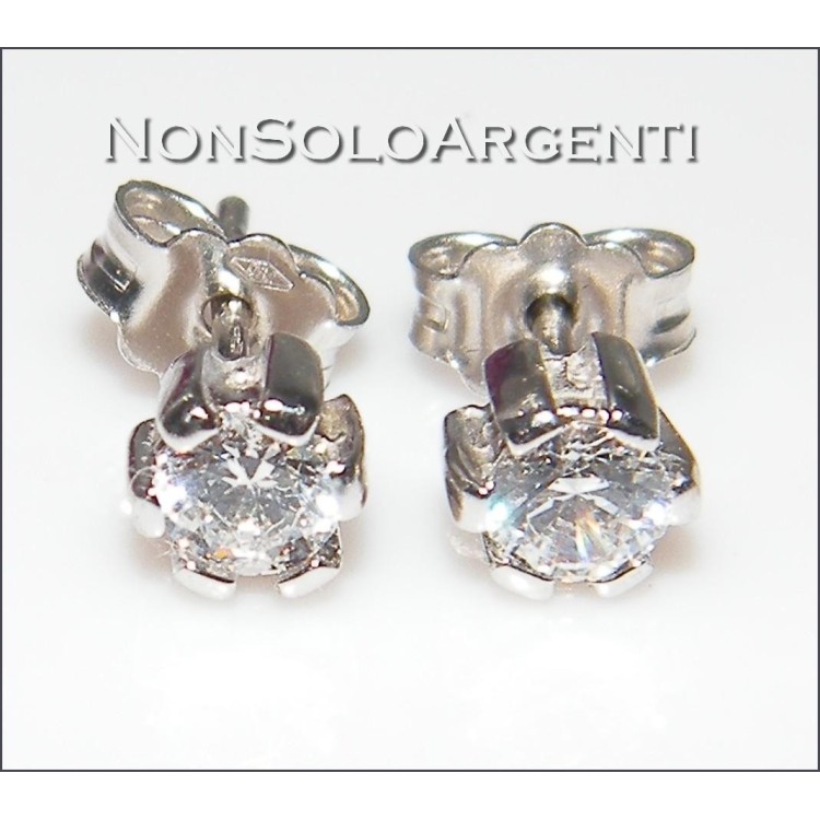 NSA|750/oo White GOLD: Light point earrings with brilliant cut zircon for men and women