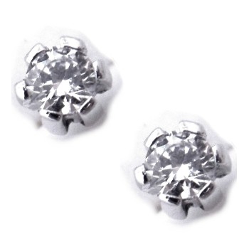 NSA|ORO 750/oo Bianco : Orecchini Punto luce con zircone taglio brillante uomo donna