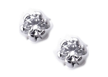 NSA|ORO 750/oo Bianco : Orecchini Punto luce con zircone taglio brillante uomo donna