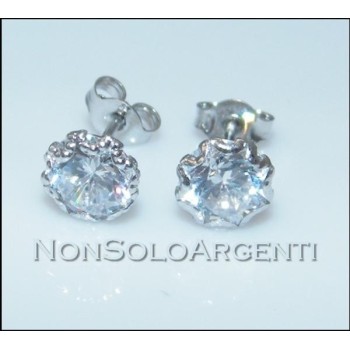 NSA|ORO 750/oo Bianco : Orecchini uomo donna Punto luce con zircone taglio brillante in 3 misure