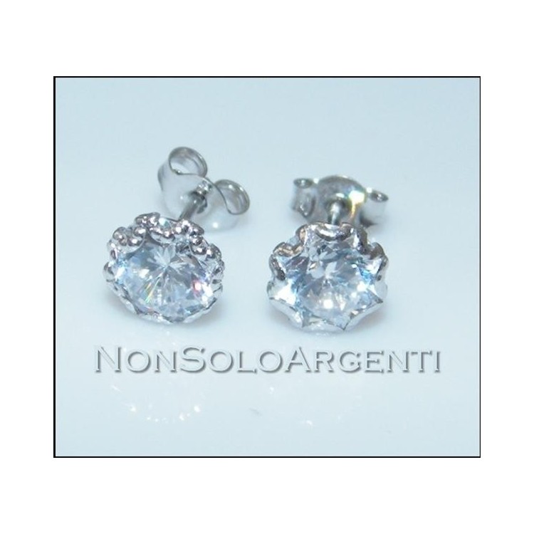 NSA|ORO 750/oo Bianco : Orecchini uomo donna Punto luce con zircone taglio brillante in 3 misure