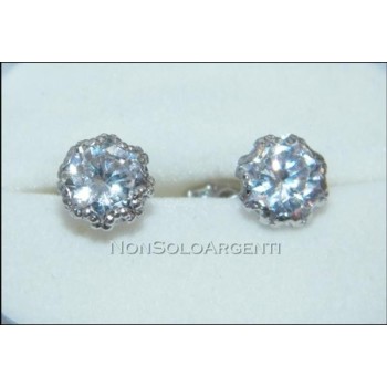 NSA|ORO 750/oo Bianco : Orecchini uomo donna Punto luce con zircone taglio brillante in 3 misure