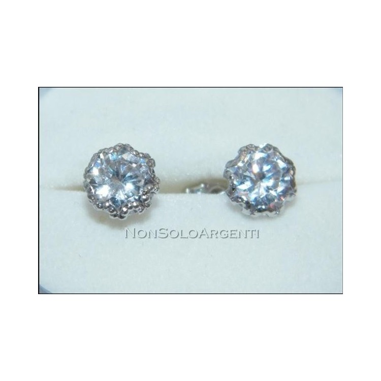 NSA|ORO 750/oo Bianco : Orecchini uomo donna Punto luce con zircone taglio brillante in 3 misure