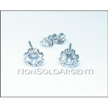NSA|ORO 750/oo Bianco : Orecchini uomo donna Punto luce con zircone taglio brillante in 3 misure
