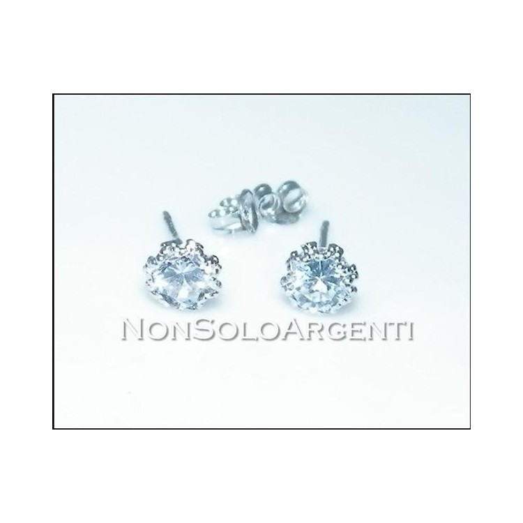 NSA|ORO 750/oo Bianco : Orecchini uomo donna Punto luce con zircone taglio brillante in 3 misure