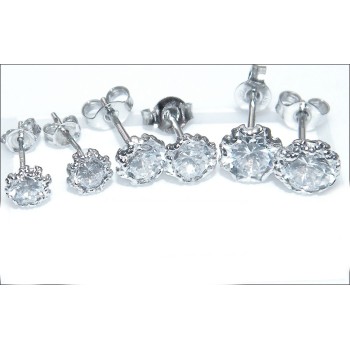 NSA|750/oo White GOLD: Light point earrings with 5mm brilliant cut zircon