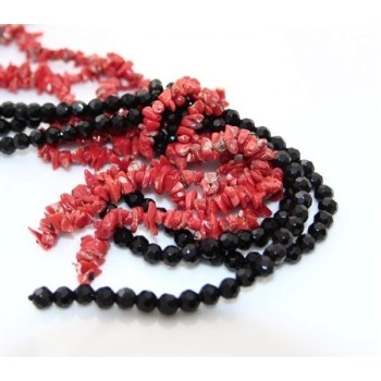 NSA|collana sciarpa con corallo di scoglio e agata nera