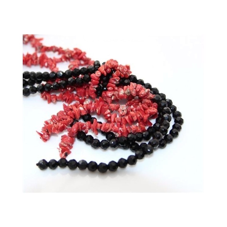 NSA|collana sciarpa con corallo di scoglio e agata nera