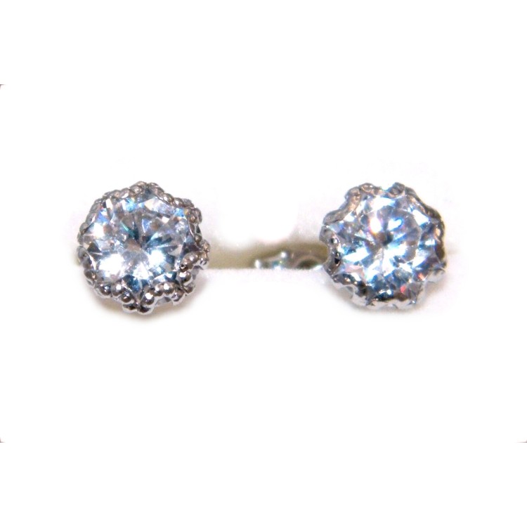 NSA|750/oo White GOLD: Light point earrings with 5mm brilliant cut zircon