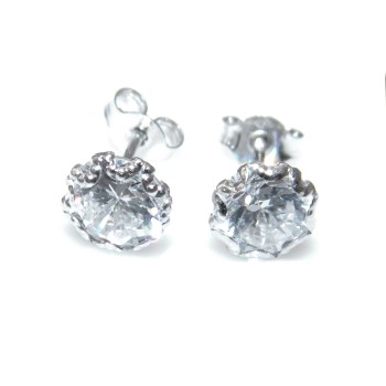 NSA|750/oo White GOLD: Light point earrings with 5mm brilliant cut zircon