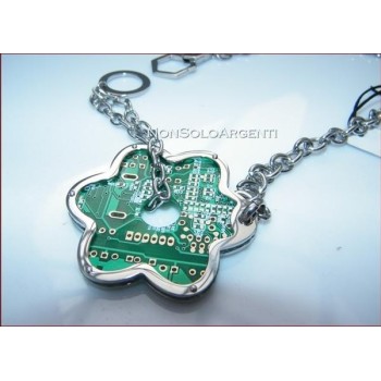 NSA|Collana Uomo Donna FIBO Stainless Steel Acciaio Chirurgico 316L FIORE VERDE