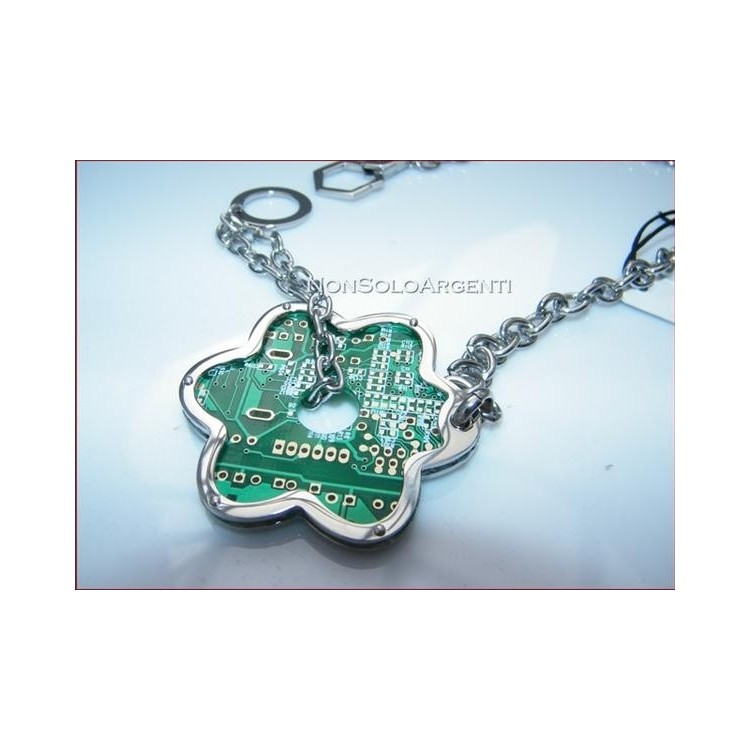 NSA|Collana Uomo Donna FIBO Stainless Steel Acciaio Chirurgico 316L FIORE VERDE