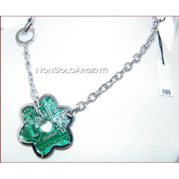 NSA|Collana Uomo Donna FIBO Stainless Steel Acciaio Chirurgico 316L FIORE VERDE