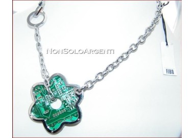 NSA|Collana Uomo Donna FIBO Stainless Steel Acciaio Chirurgico 316L FIORE VERDE
