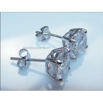 NSA|Argento 925 : Orecchini punto luce perno griffe zircone bianco 8mm