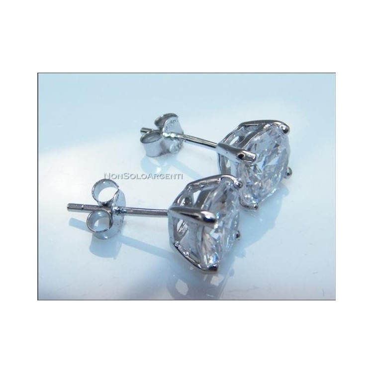 NSA|Argento 925 : Orecchini punto luce perno griffe zircone bianco 8mm
